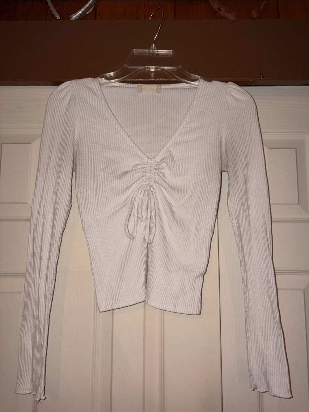 Altar’d State White Ruched Front Long Sleeve Top